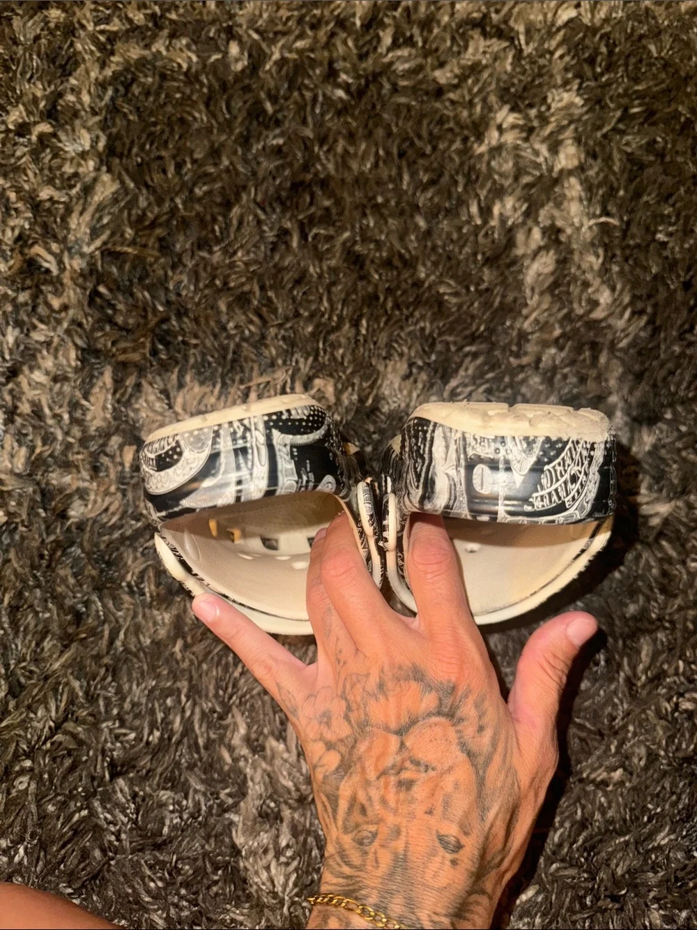 CROCS Kids Clog in Black and White Money Print